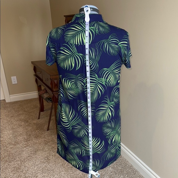 George Navy and Green Leaf Print Tunic - Picture 8 of 12